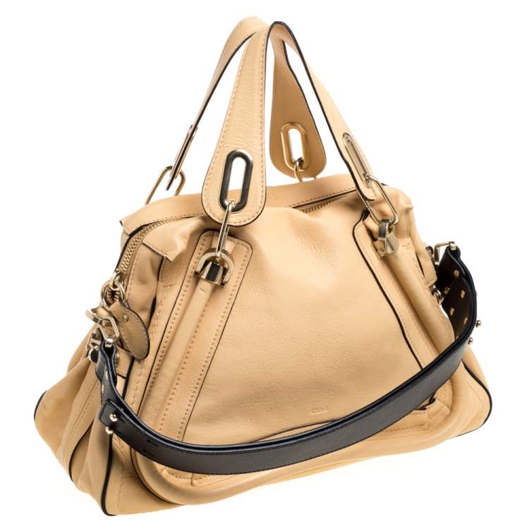 Pre Owned Chloe Beige Leather Medium Paraty Shoulder Bag