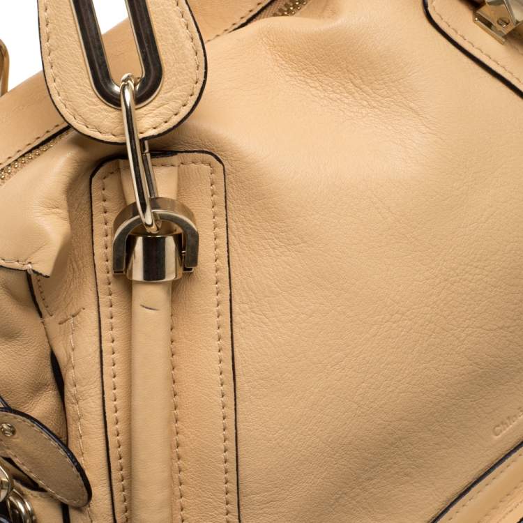 Pre Owned Chloe Beige Leather Medium Paraty Shoulder Bag