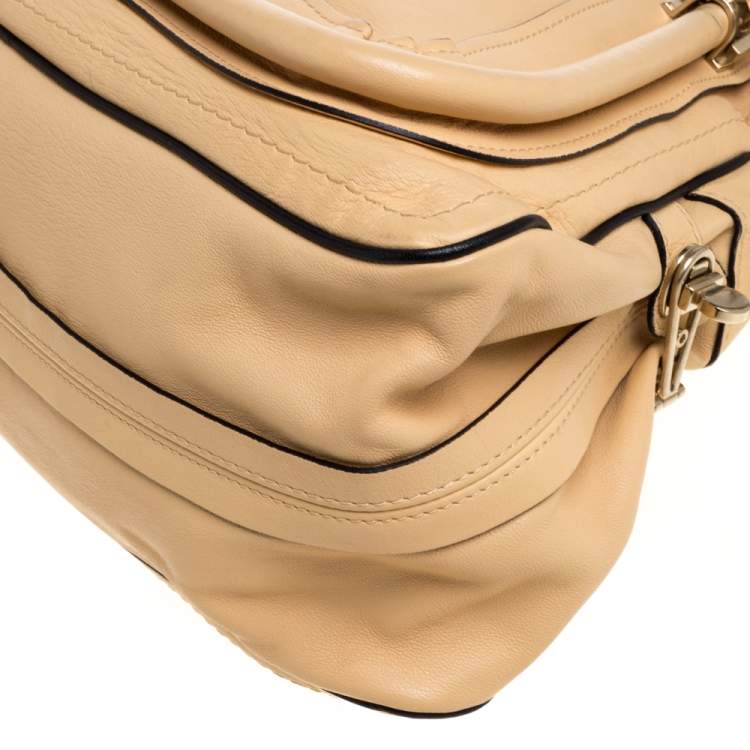 Pre Owned Chloe Beige Leather Medium Paraty Shoulder Bag