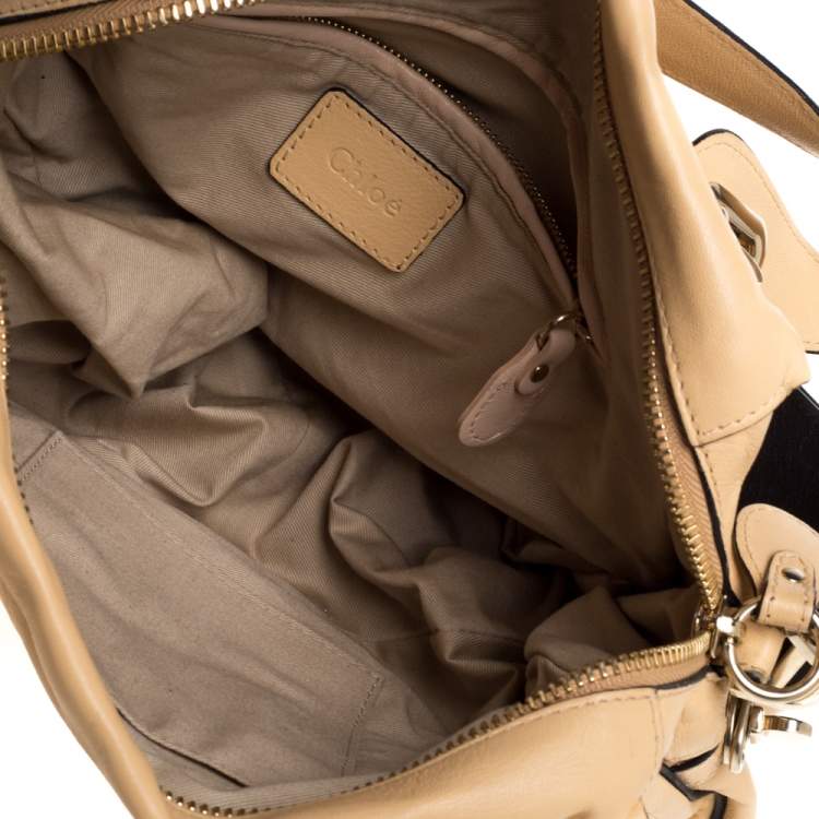Pre Owned Chloe Beige Leather Medium Paraty Shoulder Bag