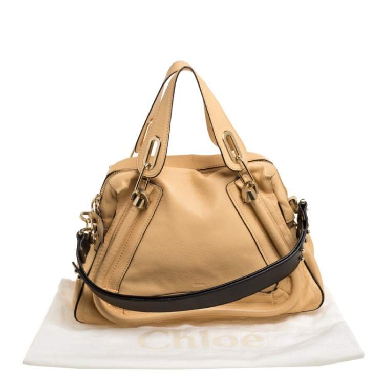 Pre Owned Chloe Beige Leather Medium Paraty Shoulder Bag