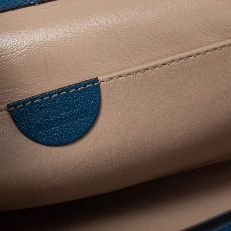 Pre Owned Chloe Blue Leather Medium Crystal Embellished Elsie Shoulder Bag