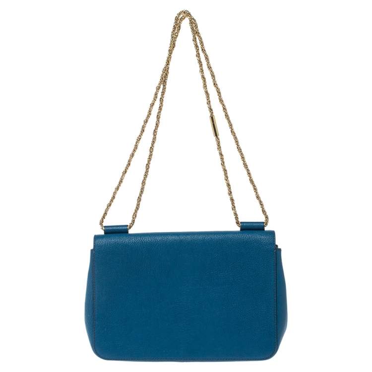 Pre Owned Chloe Blue Leather Medium Crystal Embellished Elsie Shoulder Bag