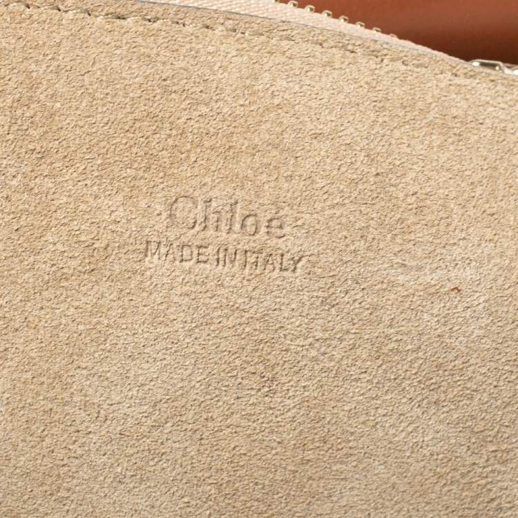 Pre Owned Chloe Brown/Orange Leather ad Suede Faye Medium Shoulder Bag 