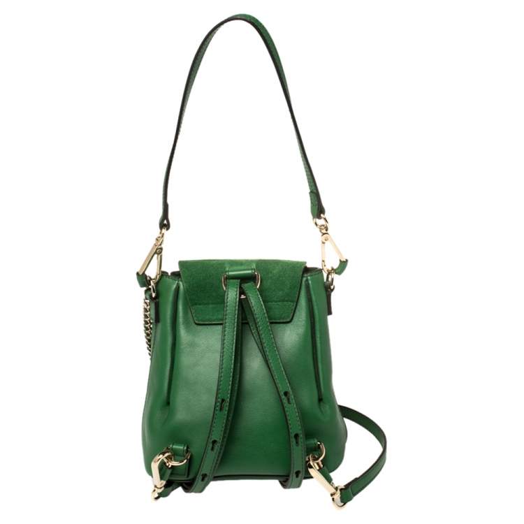 Pre Owned Chloe Green Leather and Suede Mini Faye Daye Backpack