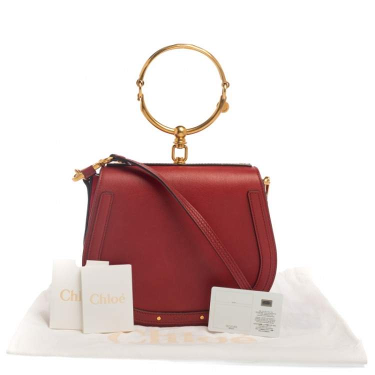 Pre Owned Chloe Red Leather Medium Nile Bracelet Shoulder Bag