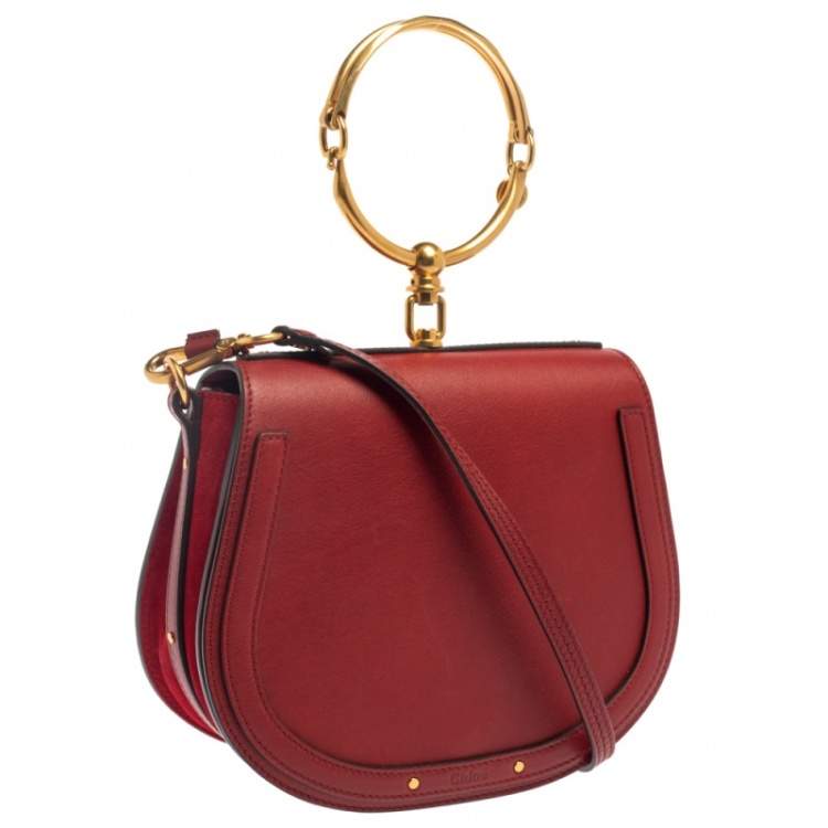 Pre Owned Chloe Red Leather Medium Nile Bracelet Shoulder Bag