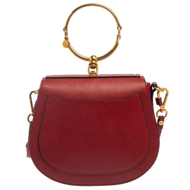 Pre Owned Chloe Red Leather Medium Nile Bracelet Shoulder Bag