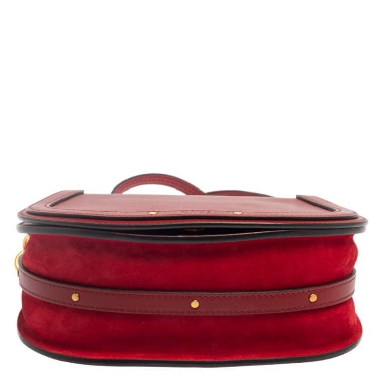 Pre Owned Chloe Red Leather Medium Nile Bracelet Shoulder Bag