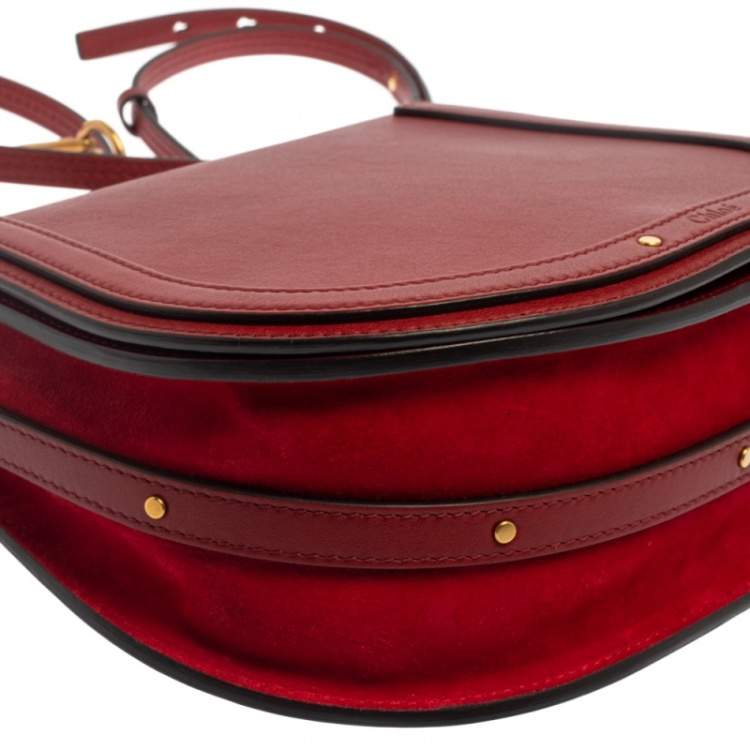 Pre Owned Chloe Red Leather Medium Nile Bracelet Shoulder Bag