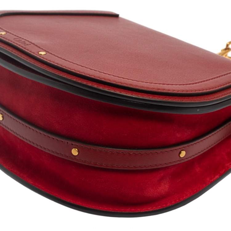 Pre Owned Chloe Red Leather Medium Nile Bracelet Shoulder Bag