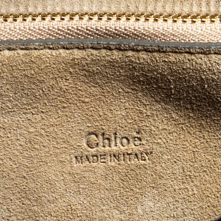 Pre Owned Chloe Brown Croc Embossed Leather Medium Faye Shoulder Bag