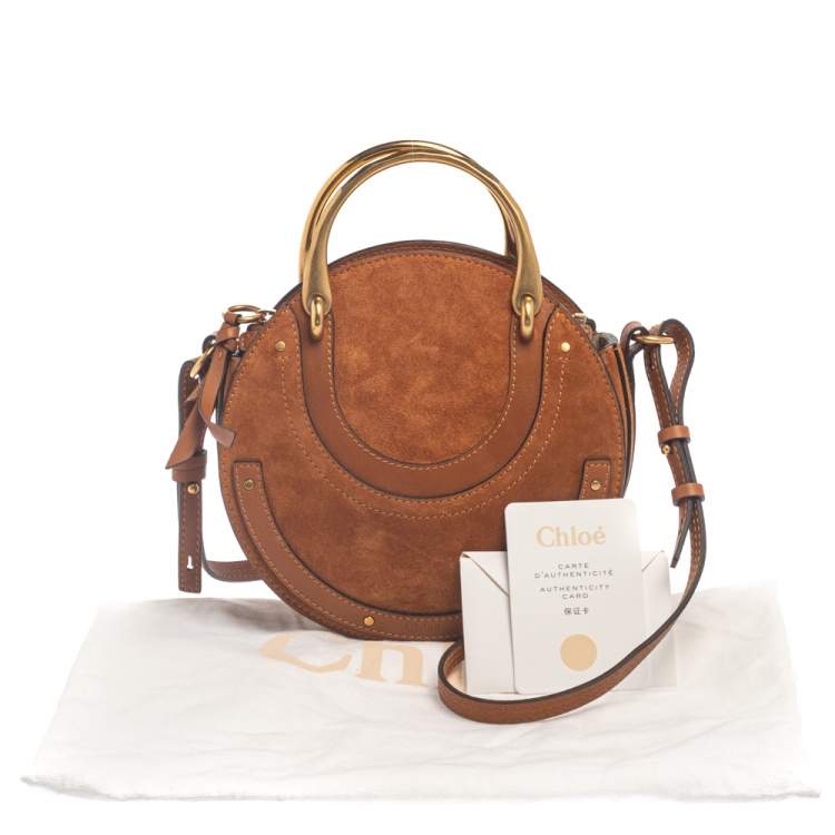Pre Owned Chloe Brown Leather and Suede Small Pixie Shoulder Bag