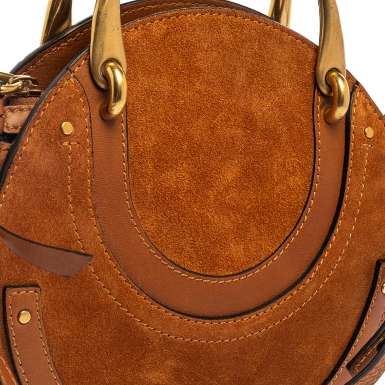 Pre Owned Chloe Brown Leather and Suede Small Pixie Shoulder Bag