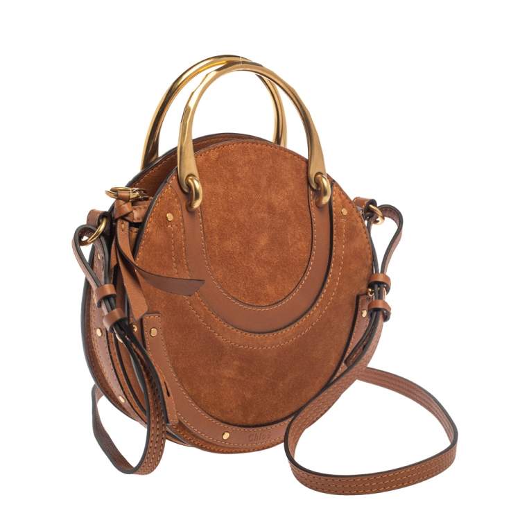 Pre Owned Chloe Brown Leather and Suede Small Pixie Shoulder Bag