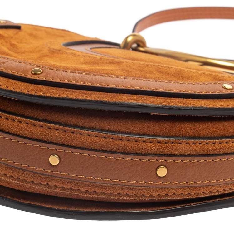 Pre Owned Chloe Brown Leather and Suede Small Pixie Shoulder Bag
