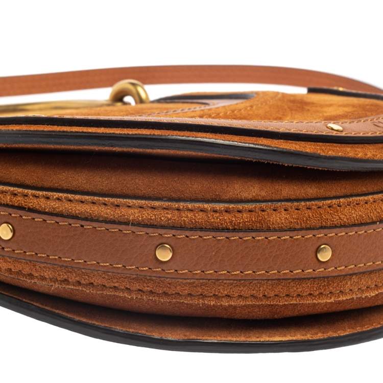 Pre Owned Chloe Brown Leather and Suede Small Pixie Shoulder Bag