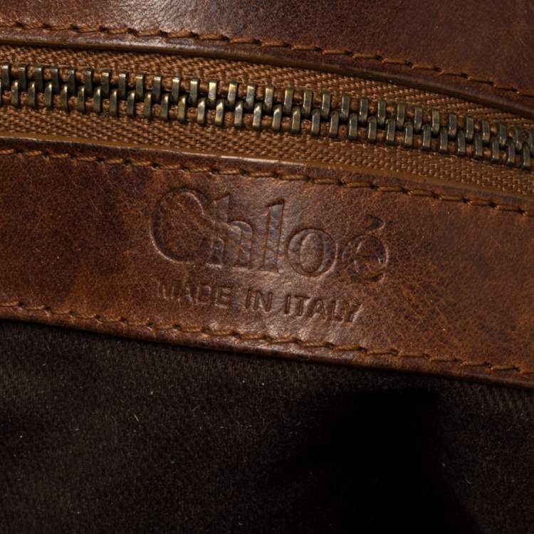 Pre Owned Chloe Brown/Bronze Python and Leather Silverado Satchel