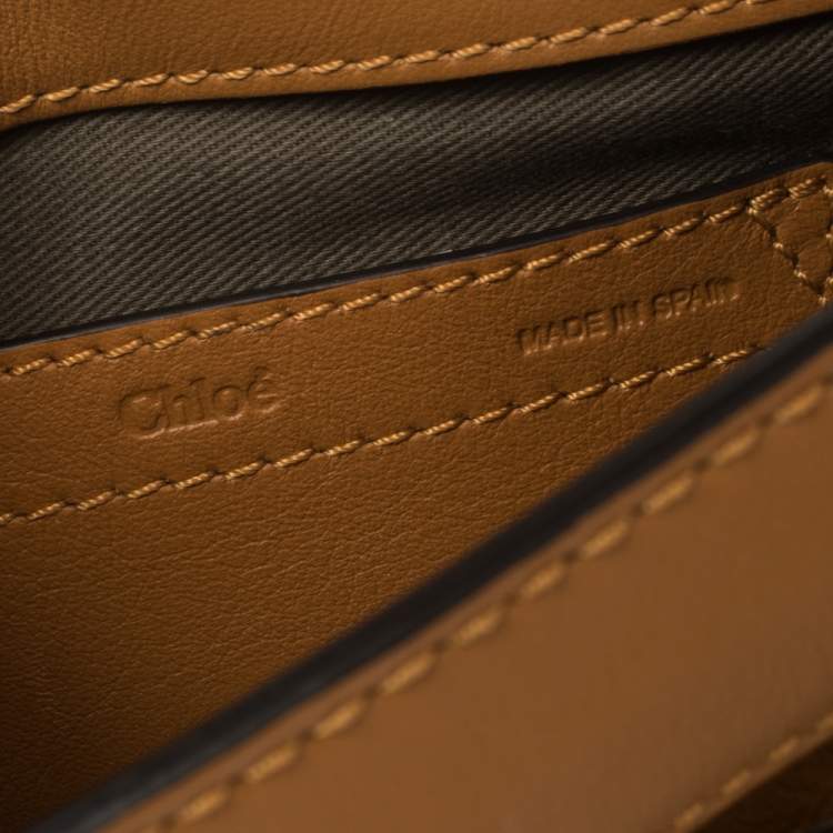 Pre Owned Chloe Tan Croc Embossed Leather Mini Marcie Crossbody Bag