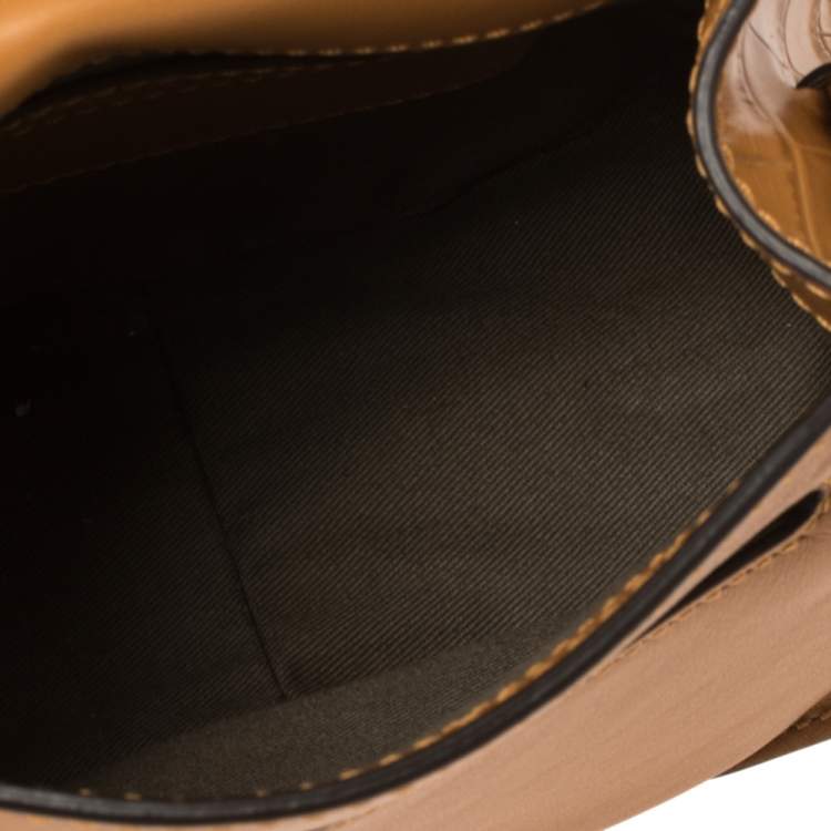 Pre Owned Chloe Tan Croc Embossed Leather Mini Marcie Crossbody Bag