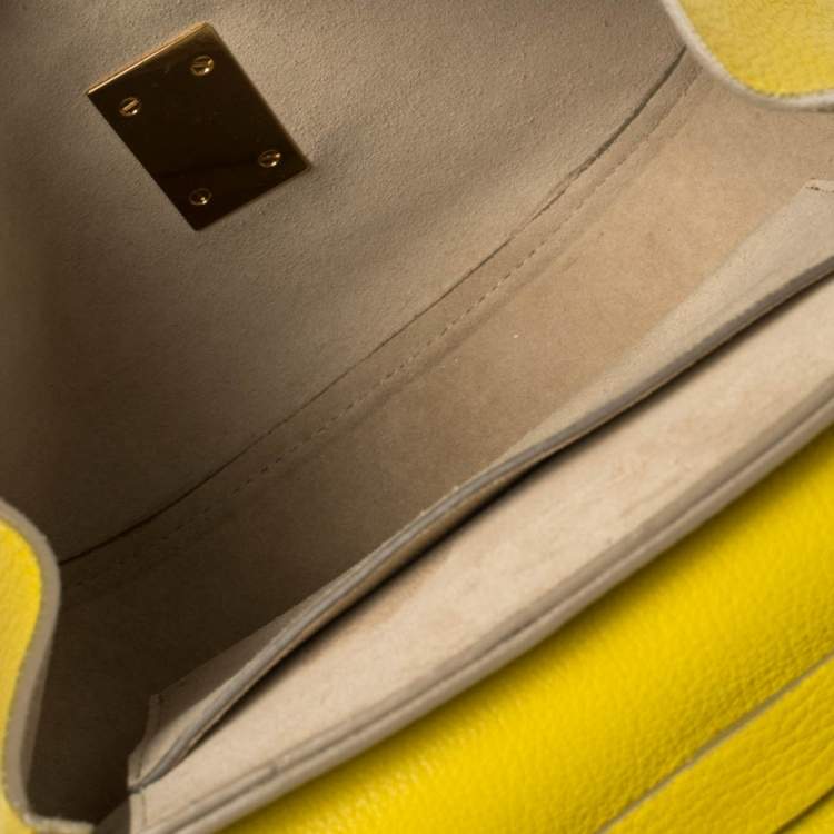 Pre Owned Chloe Lime Yellow Leather Medium Drew Shoulder Bag