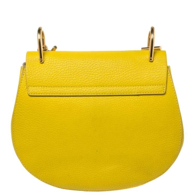 Pre Owned Chloe Lime Yellow Leather Medium Drew Shoulder Bag