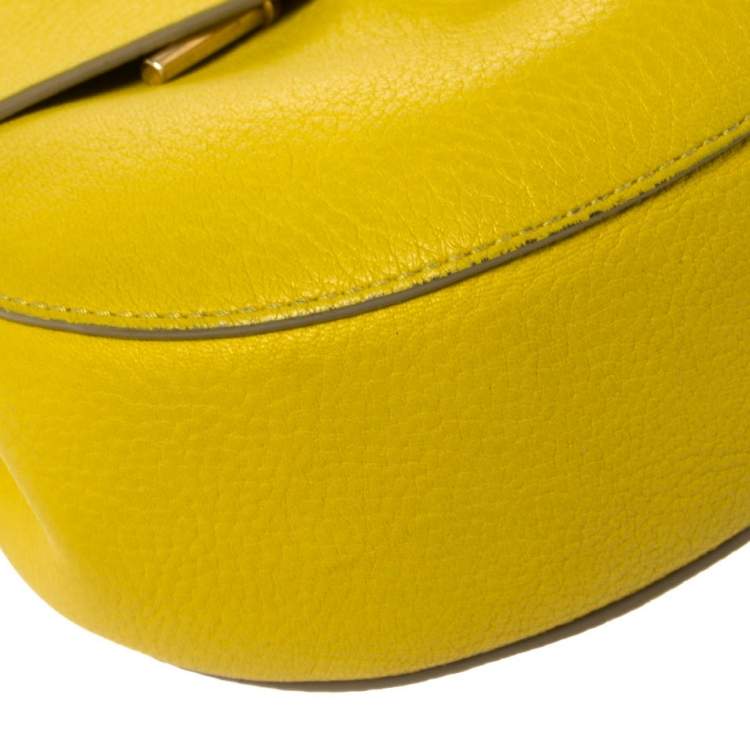 Pre Owned Chloe Lime Yellow Leather Medium Drew Shoulder Bag