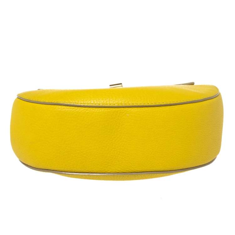 Pre Owned Chloe Lime Yellow Leather Medium Drew Shoulder Bag