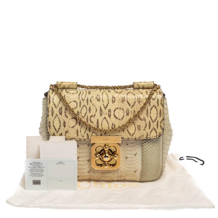 Pre Owned Chloe Grey/Beige Python Small Elsie Shoulder Bag