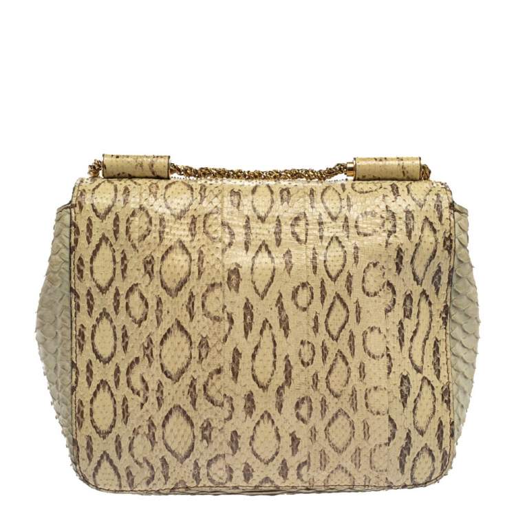 Pre Owned Chloe Grey/Beige Python Small Elsie Shoulder Bag