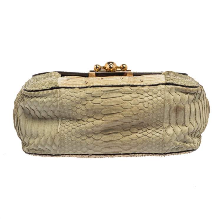 Pre Owned Chloe Grey/Beige Python Small Elsie Shoulder Bag