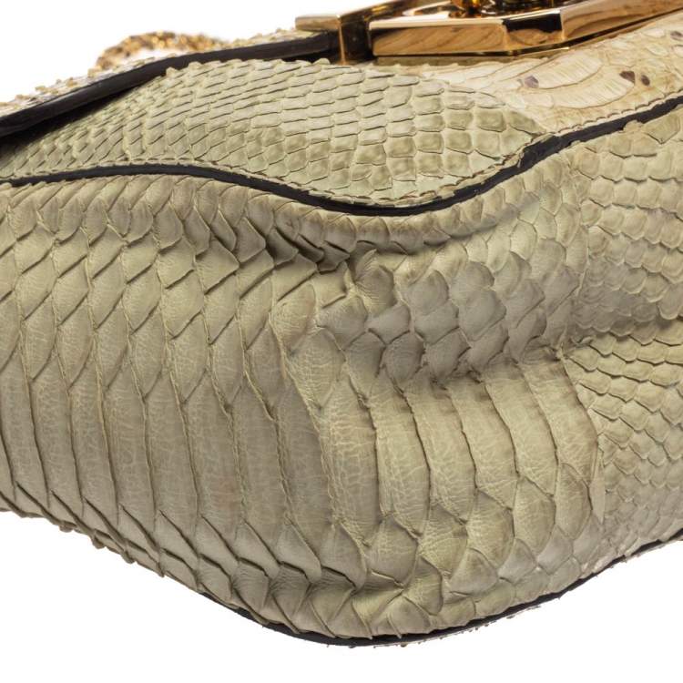 Pre Owned Chloe Grey/Beige Python Small Elsie Shoulder Bag