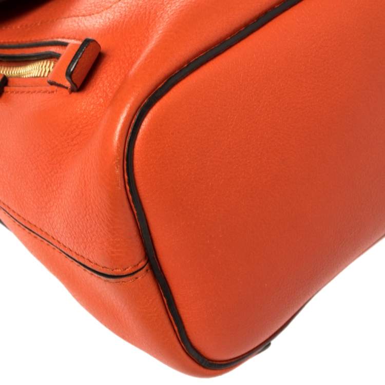 Pre Owned Chloe Orange Leather and Suede Mini Faye Daye Backpack