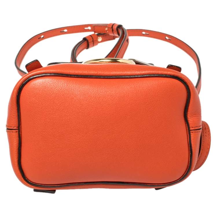 Pre Owned Chloe Orange Leather and Suede Mini Faye Daye Backpack