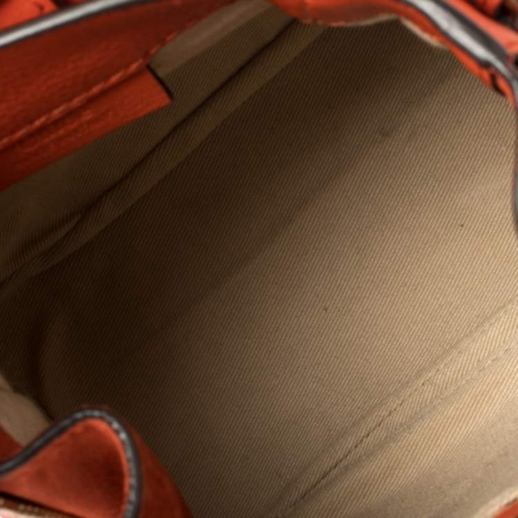 Pre Owned Chloe Orange Leather and Suede Mini Faye Daye Backpack