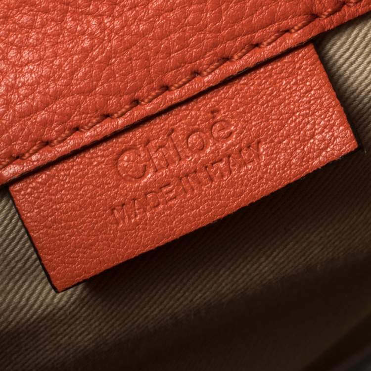 Pre Owned Chloe Orange Leather and Suede Mini Faye Daye Backpack