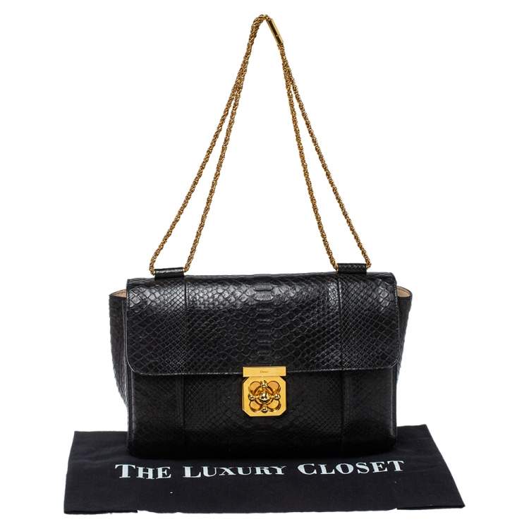 Pre Owned Chloe Black Python Large Elsie Shoulder Bag