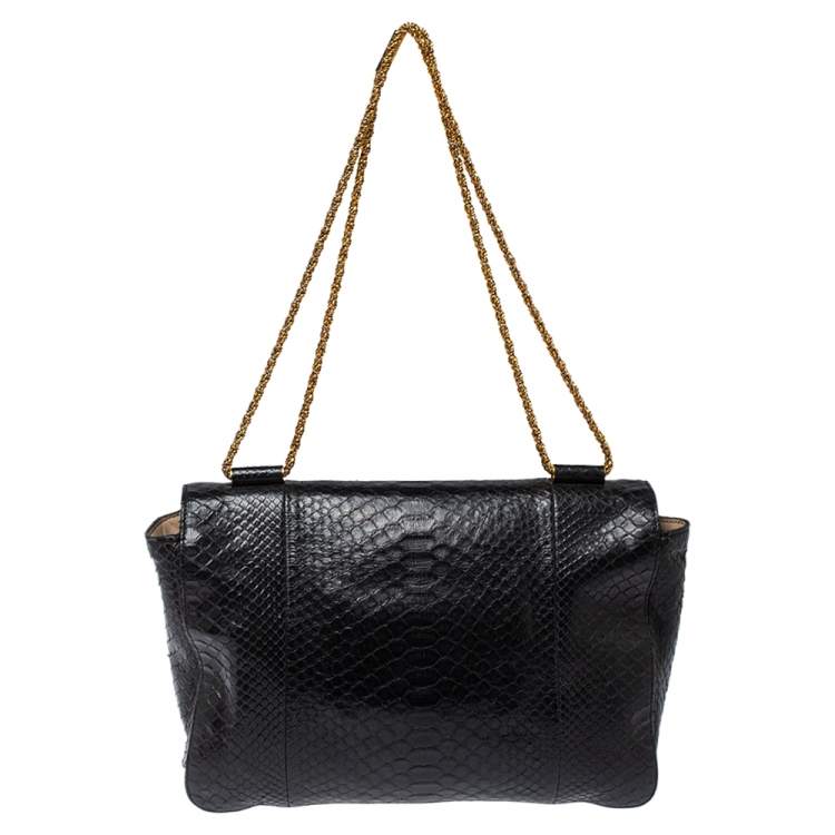 Pre Owned Chloe Black Python Large Elsie Shoulder Bag
