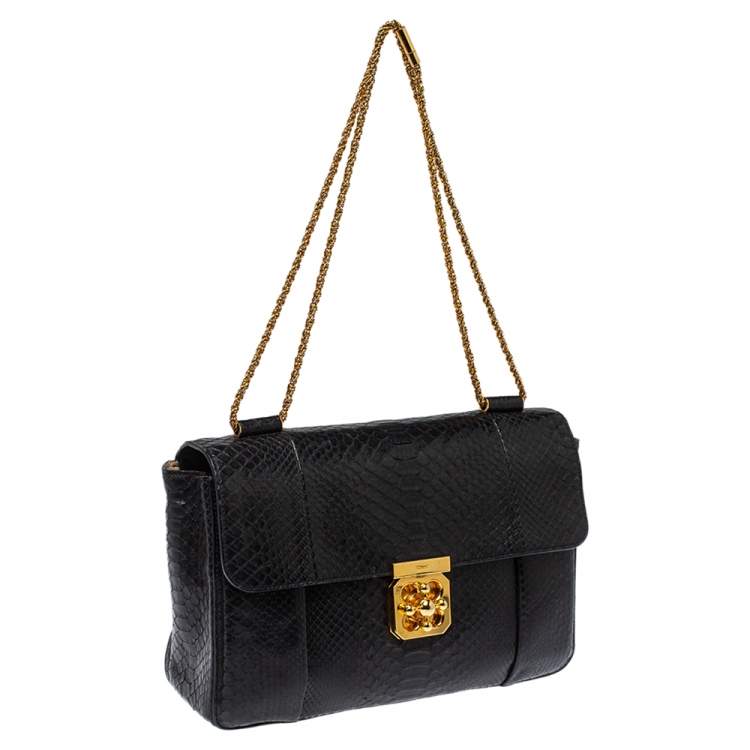 Pre Owned Chloe Black Python Large Elsie Shoulder Bag