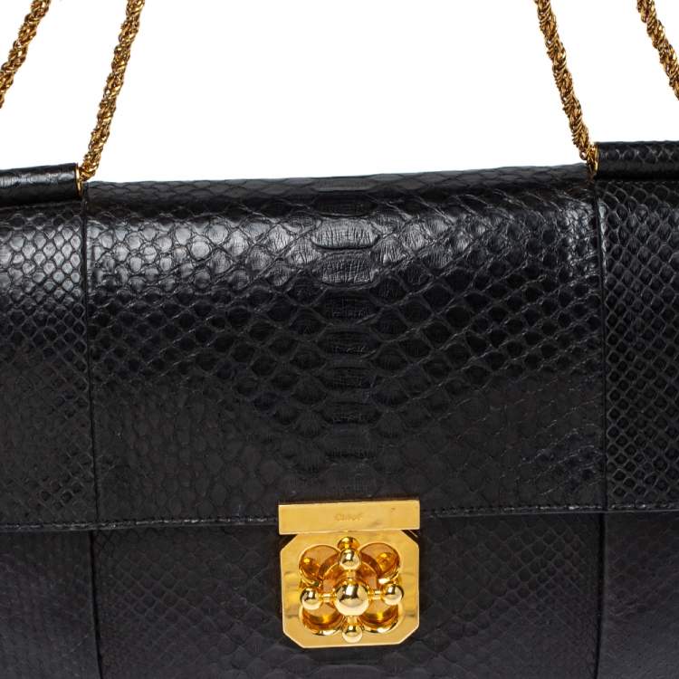 Pre Owned Chloe Black Python Large Elsie Shoulder Bag