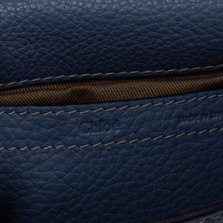 Pre Owned Chloe Blue Leather Mini Marcie Crossbody Bag