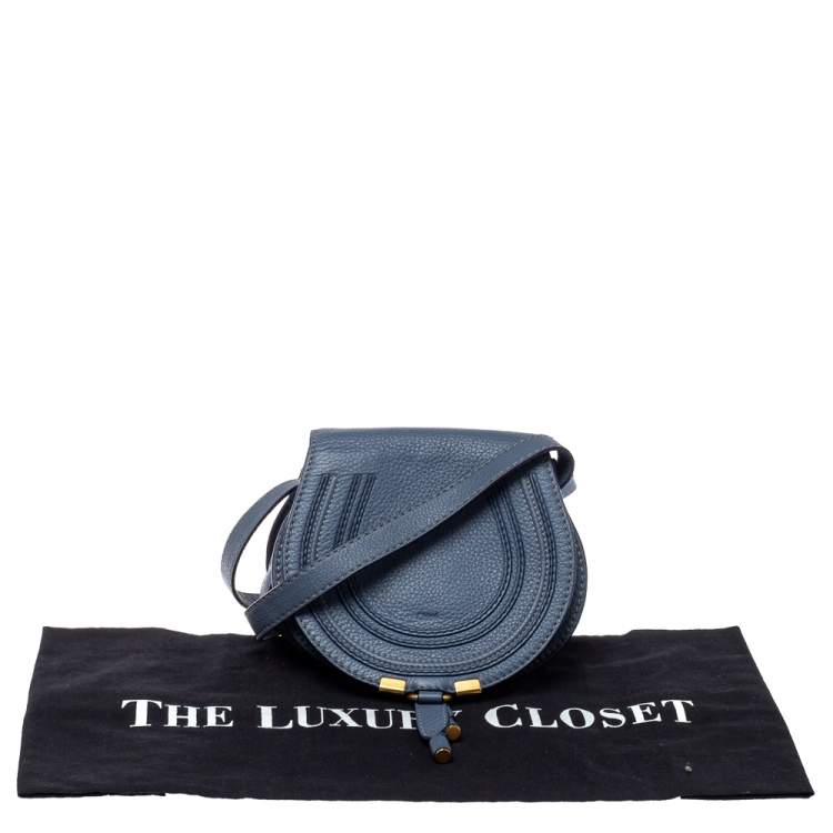 Pre Owned Chloe Blue Leather Mini Marcie Crossbody Bag