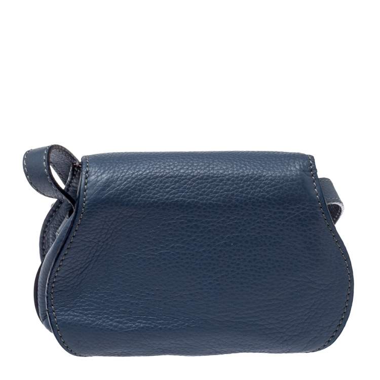 Pre Owned Chloe Blue Leather Mini Marcie Crossbody Bag