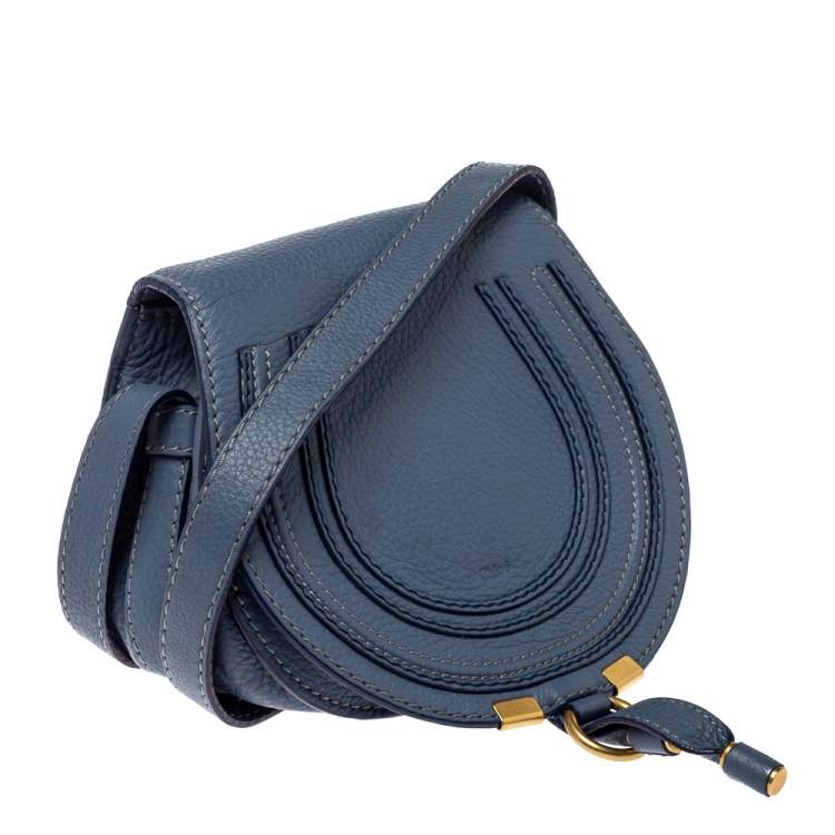 Pre Owned Chloe Blue Leather Mini Marcie Crossbody Bag