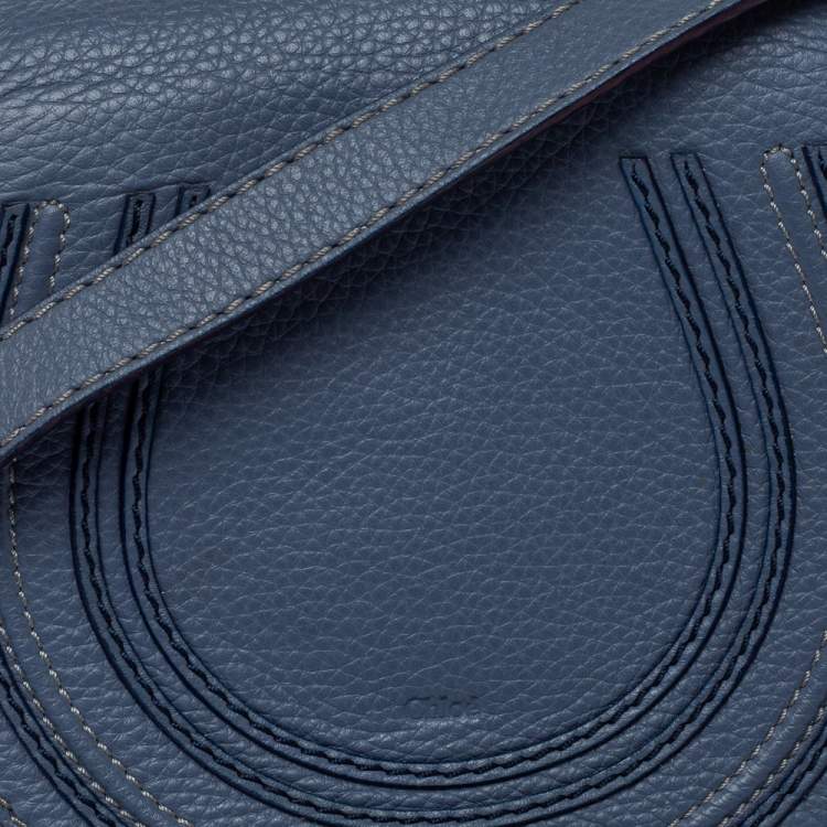 Pre Owned Chloe Blue Leather Mini Marcie Crossbody Bag