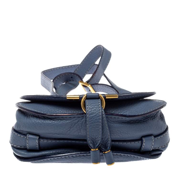 Pre Owned Chloe Blue Leather Mini Marcie Crossbody Bag