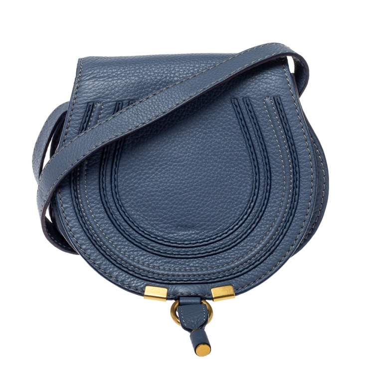 Pre Owned Chloe Blue Leather Mini Marcie Crossbody Bag
