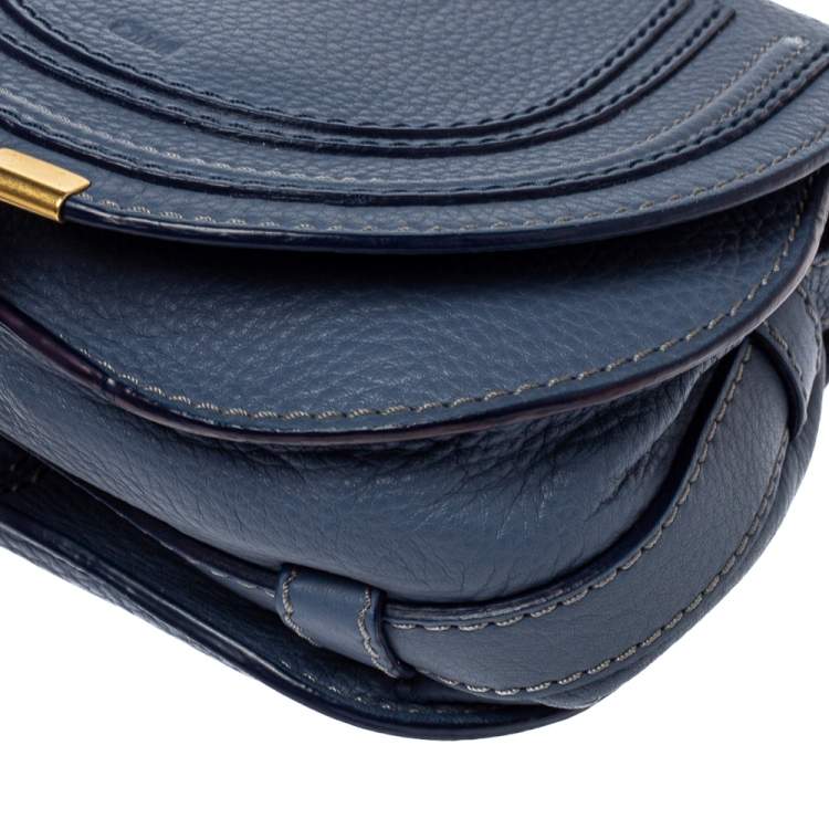 Pre Owned Chloe Blue Leather Mini Marcie Crossbody Bag