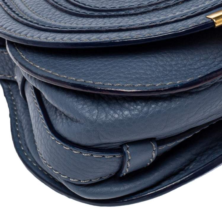 Pre Owned Chloe Blue Leather Mini Marcie Crossbody Bag