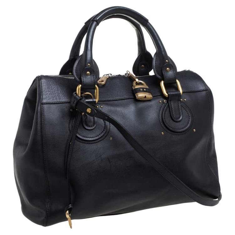 Pre Owned Chloe Black Leather Aurore Pure Paddington Tote 